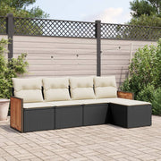 Loungeset 5-delig poly rattan zwart
