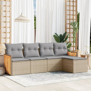 Loungeset 5-delig poly rattan beige