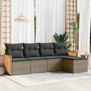 Loungeset 5-delig poly rattan grijs