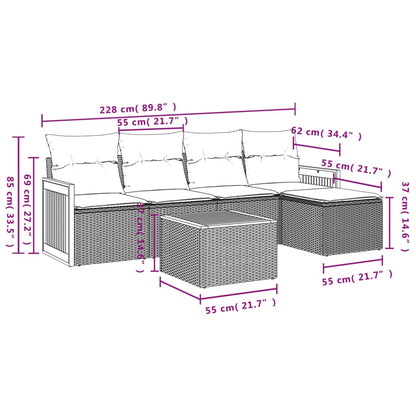 6-Delige Loungeset Met Kussens Poly Rattan Zwart