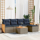 6-piece garden sofa set with cushions, gray poly rattan