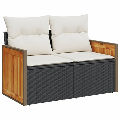4-Delige Loungeset Met Kussens Poly Rattan Zwart