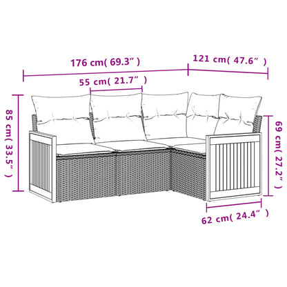 4-Delige Loungeset Met Kussens Poly Rattan Zwart