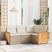 Loungeset 4-delig poly rattan beige