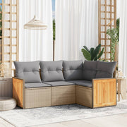 Loungeset 4-delig poly rattan beige
