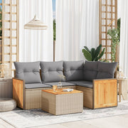 Loungeset 5-delig poly rattan beige