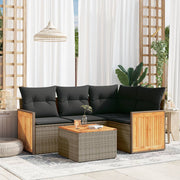 Loungeset 5-delig poly rattan grijs