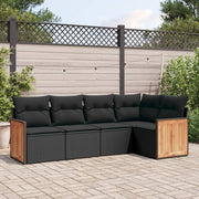 5-Piece Loungeset with Cushions Poly Rattan Black