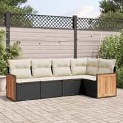 Loungeset 5-delig poly rattan zwart