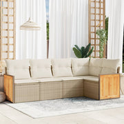 Loungeset 5-delig poly rattan beige