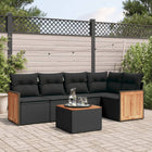 6-piece Lounge Set with Cushions Poly Rattan Black