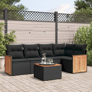 Loungeset 6-delig poly rattan zwart