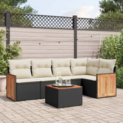 Loungeset 6-delig poly rattan zwart
