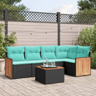 6-piece garden lounge set with cushions black poly rattan