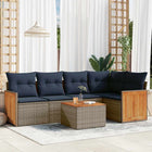 6-piece garden sofa set with cushions, gray poly rattan