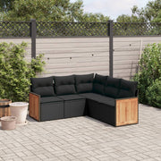 Loungeset 5-delig poly rattan zwart