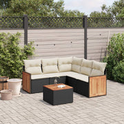 Loungeset 6-delig poly rattan zwart