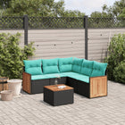 6-piece garden lounge set with cushions black poly rattan
