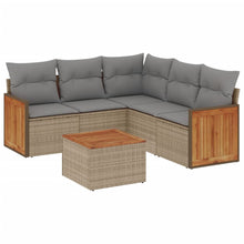 6-Delige Loungeset Met Kussens Poly Rattan Beige