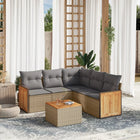 6-piece Lounge Set with cushions poly rattan beige