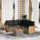 6-piece Lounge Set with Cushions Poly Rattan Grey