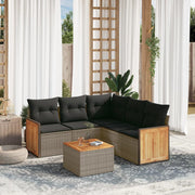 Loungeset 6-delig poly rattan grijs