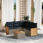 6-piece garden sofa set with cushions, gray poly rattan
