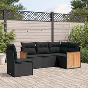 Loungeset poly rattan 5-delig zwart