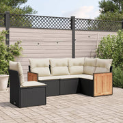 Loungeset 5-delig poly rattan zwart