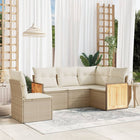 5-delige Loungeset met kussens poly rattan beige