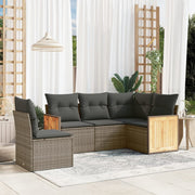 Loungeset 5-delig poly rattan grijs