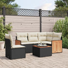 6-piece Lounge Set with cushions poly rattan black