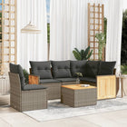 6-piece Lounge Set with Cushions Poly Rattan Grey