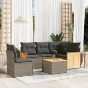 Loungeset 6-delig poly rattan grijs