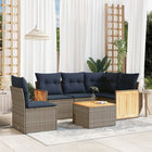 6-piece garden sofa set with cushions, gray poly rattan