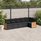 6-piece Lounge Set with cushions poly rattan black