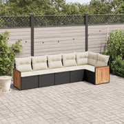 Loungeset 6-delig poly rattan zwart