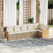 Loungeset 6-delig poly rattan beige