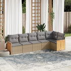 6-piece Lounge Set with cushions poly rattan beige