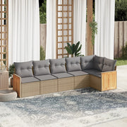 Loungeset 6-delig poly rattan beige