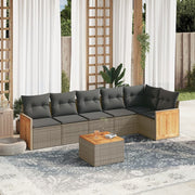 Loungeset 7-delig poly rattan grijs
