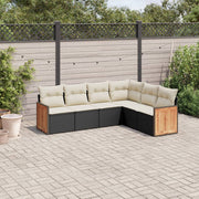 Loungeset 6-delig poly rattan zwart