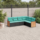 6-piece garden lounge set with cushions black poly rattan