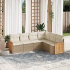 6-Delige Loungeset Met Kussens Poly Rattan Beige