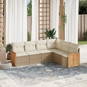 Loungeset 6-delig poly rattan beige