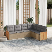 Loungeset 6-delig poly rattan beige