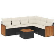 Loungeset 7-delig poly rattan zwart