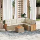 7-Delige Loungeset Met Kussens Poly Rattan Beige