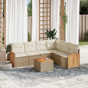 Loungeset 7-delig poly rattan beige