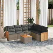 Loungeset 7-delig poly rattan grijs